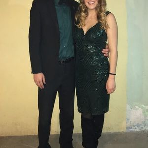 A olive green sequence dress